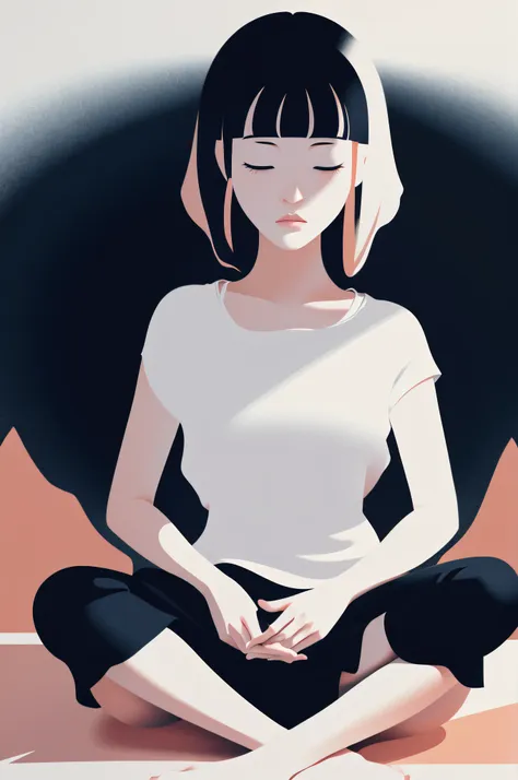 minimal illustration of a meditating girl, manifestation