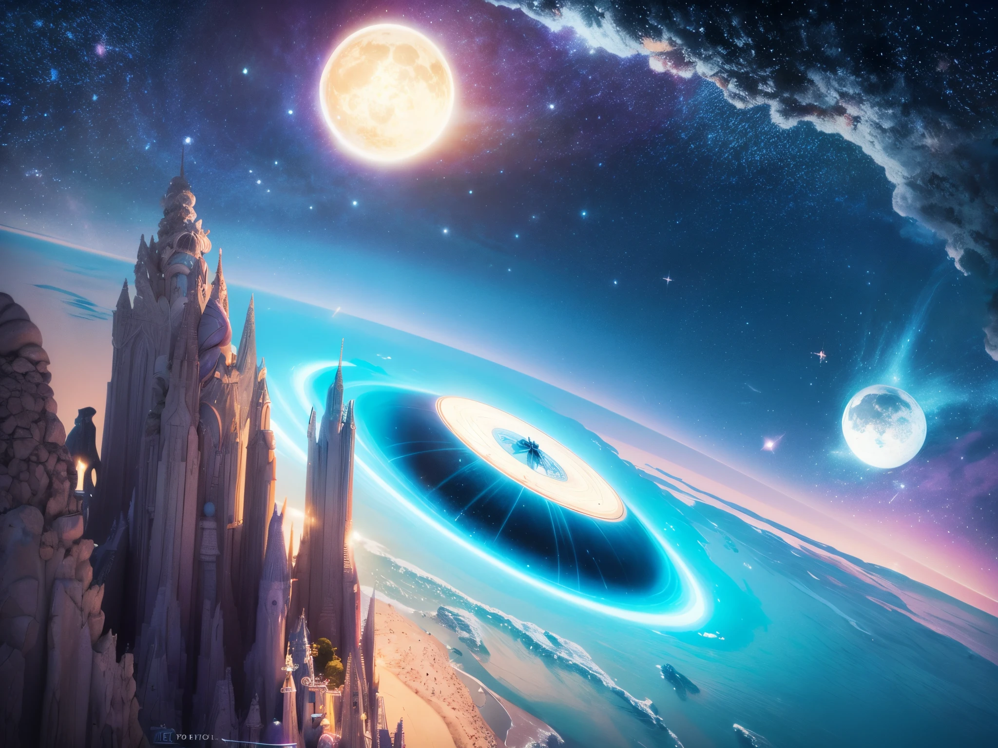 Envision a whimsical and fantastical galaxy where the Enterprise NCC-1701-D encounters magical beings and surreal celestial landscapes. Draw inspiration from the dreamlike art of Salvador Dalí or Yoko Honda.