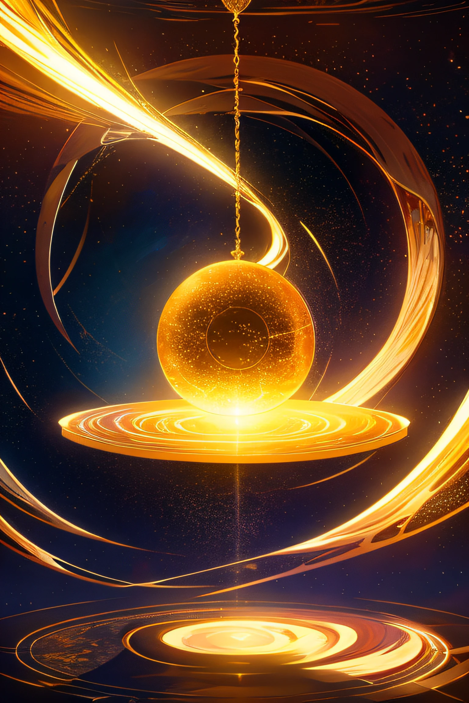 Sci-fi , round vast room of gold and glass , Natural elements , magic floating through the air , colorful elements , high details , realistic