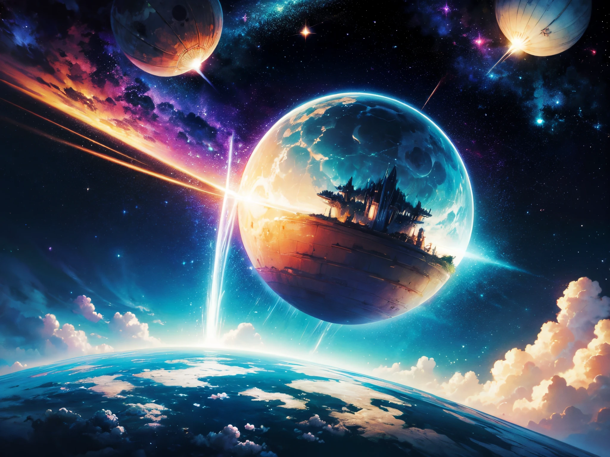 Envision a whimsical and fantastical galaxy where the Enterprise NCC-1701-D encounters magical beings and surreal celestial landscapes. Draw inspiration from the dreamlike art of Salvador Dalí or Yoko Honda.