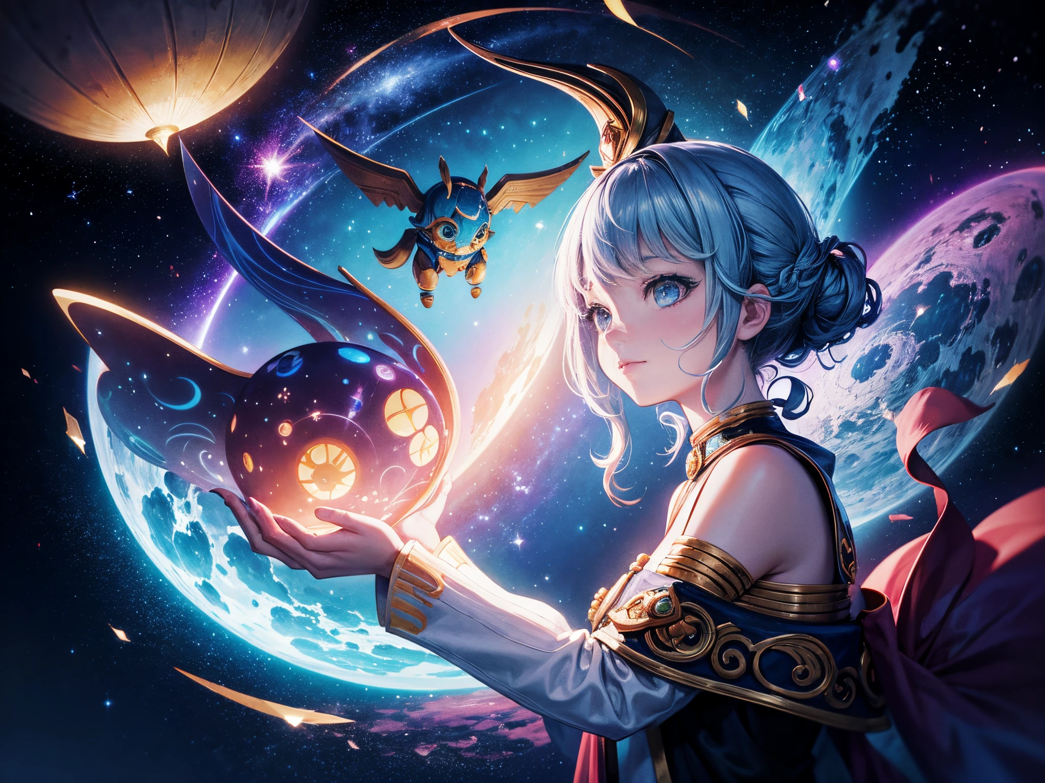 Envision a whimsical and fantastical galaxy where the Enterprise NCC-1701-D encounters magical beings and surreal celestial landscapes. Draw inspiration from the dreamlike art of Salvador Dalí or Yoko Honda.
