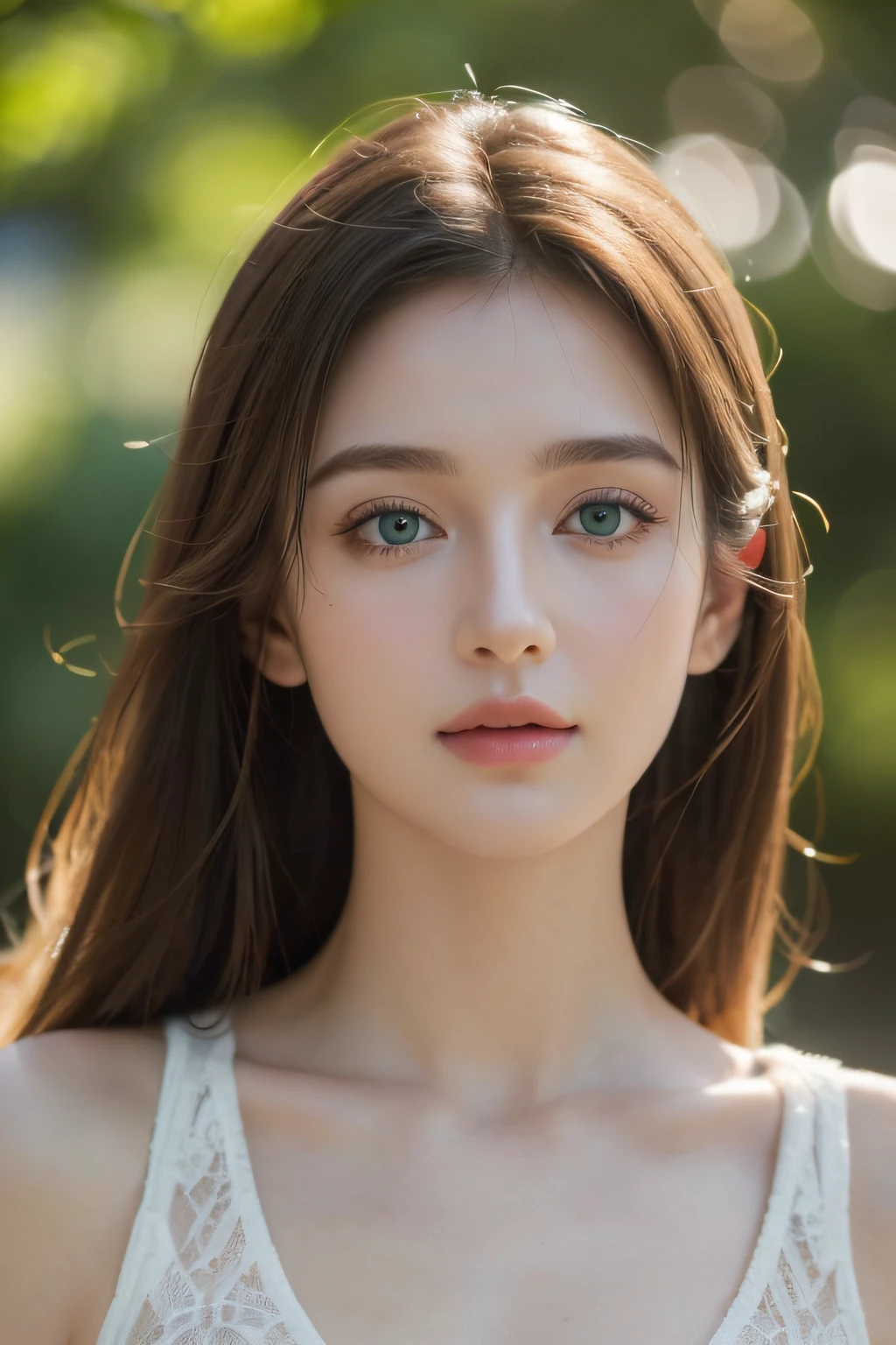 (best quality,4k,8k,highres,masterpiece:1.2),ultra-detailed,(realistic,photorealistic,photo-realistic:1.37),beautiful detailed green eyes, 28 years old girl, natural lighting,portrait,soft colors,bokeh effect