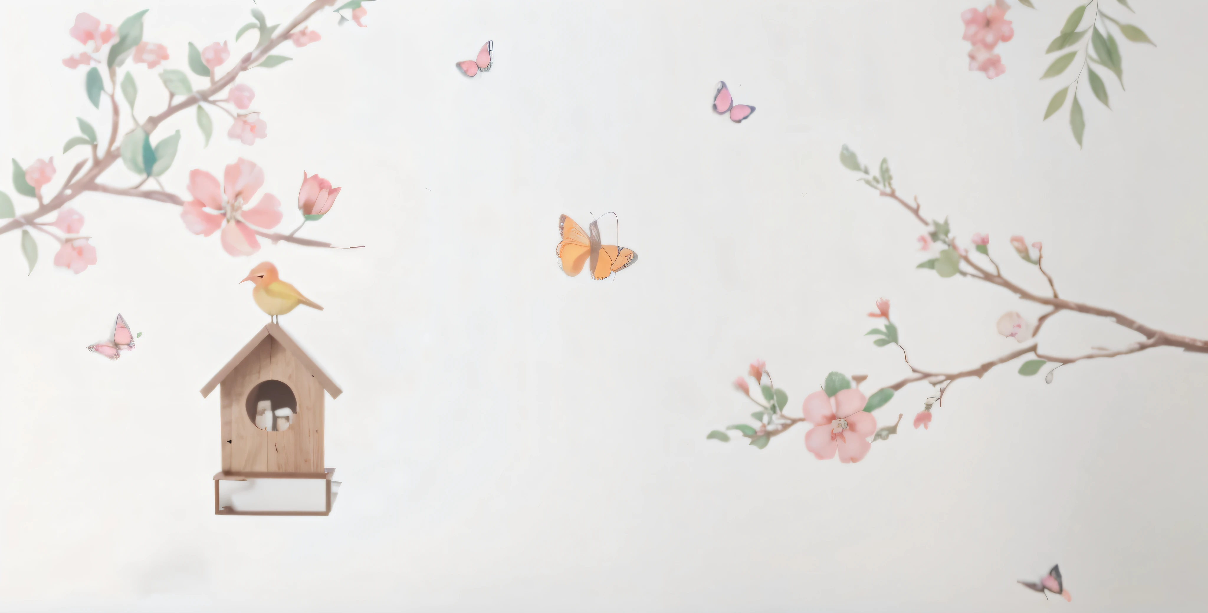 Crie um filho'wallpaper with trees, birds and butterflies