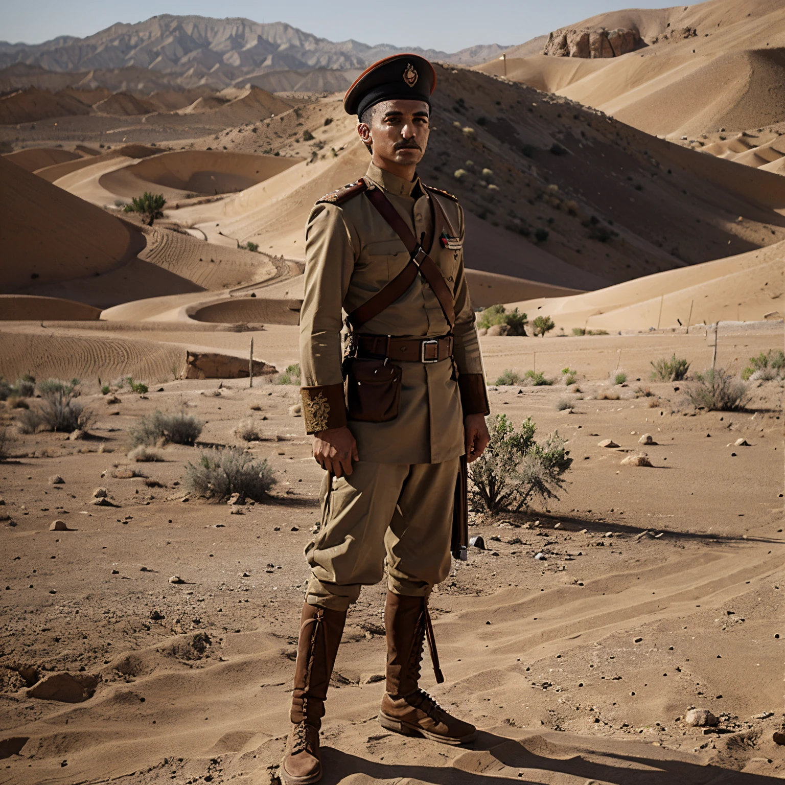 Armed Ottoman soldier in the desert