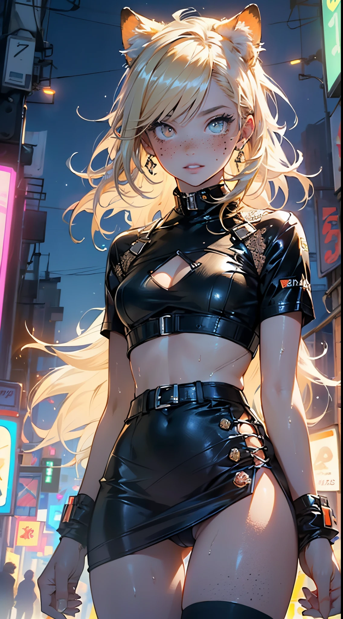 cute little cat ,(((little lolill tiny body,petite, chibi))),(((6 years ttle cat loli with extremelye and beautiful blonde hair)),(((cat girl,anthro furry cute,cat-girl))),(((cat ears,cat ears on head,big cat ears))),
(((flat chest))),(((blonde hair:1.35,messy blonde hair,colored inner hair,ear breathing,))),((heterochromia:1.5, (orange_eye and yellow_eye))),intricate eyes,beautiful detailed eyes,symmetrical eyes,big eyes:1.5,(((freckles on the face,freckles,freckled girl))),(((lustrous skin:1.5,bright skin: 1.5,skin tanned,shiny skin,very shiny skin,shiny body,plastic glitter skin,exaggerated shiny skin,illuminated skin,wet legs))),(detailed body,(detailed face)),
cute,slutty,erotic,(((nsfw))),
zettai ryouiki,revealing clothing,show skin,((rave shirt,neon shirt,rave mini-skirt,visible thong straps)),((underpants strap)),(wearing a rave outfit:1.3,rave clothes,semi-naked,with little clothing),((wet clothes,intricate outfit,intricate clothes)),
(dynamic pose:1.0),embarrassed,(centered,scale to fit dimensions,Rule of thirds),
cyberpunk city by the ocean at night, with bright neon signs and dark stormy clouds and puddles, scenery:1.25,nighttime, starry night, cosmos,Very dark night that makes the neon lights stand out, very bright neon lights,nighttime, starry night, cosmos,
artistic photography,(photography taken by sldr),highres, sharp focus, (ultra detailed, extremely detailed), (photorealistic artwork:1.37),(extremely detailed CG unity 8k wallpaper),((synthwave background theme)),(((vibrant colors))),(intricate background),(masterpiece),(best quality)