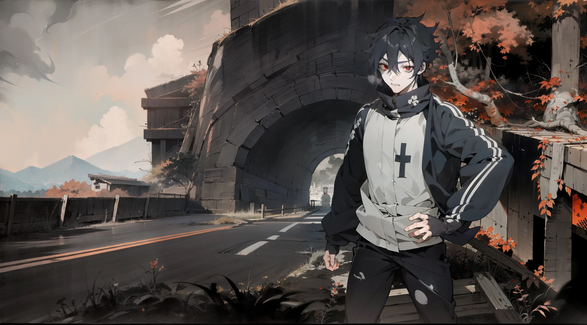 ((beautiful male anime red eyes)), high res, ultrasharp, 8K, masterpiece, manga panel, drawing, anime style, manga style