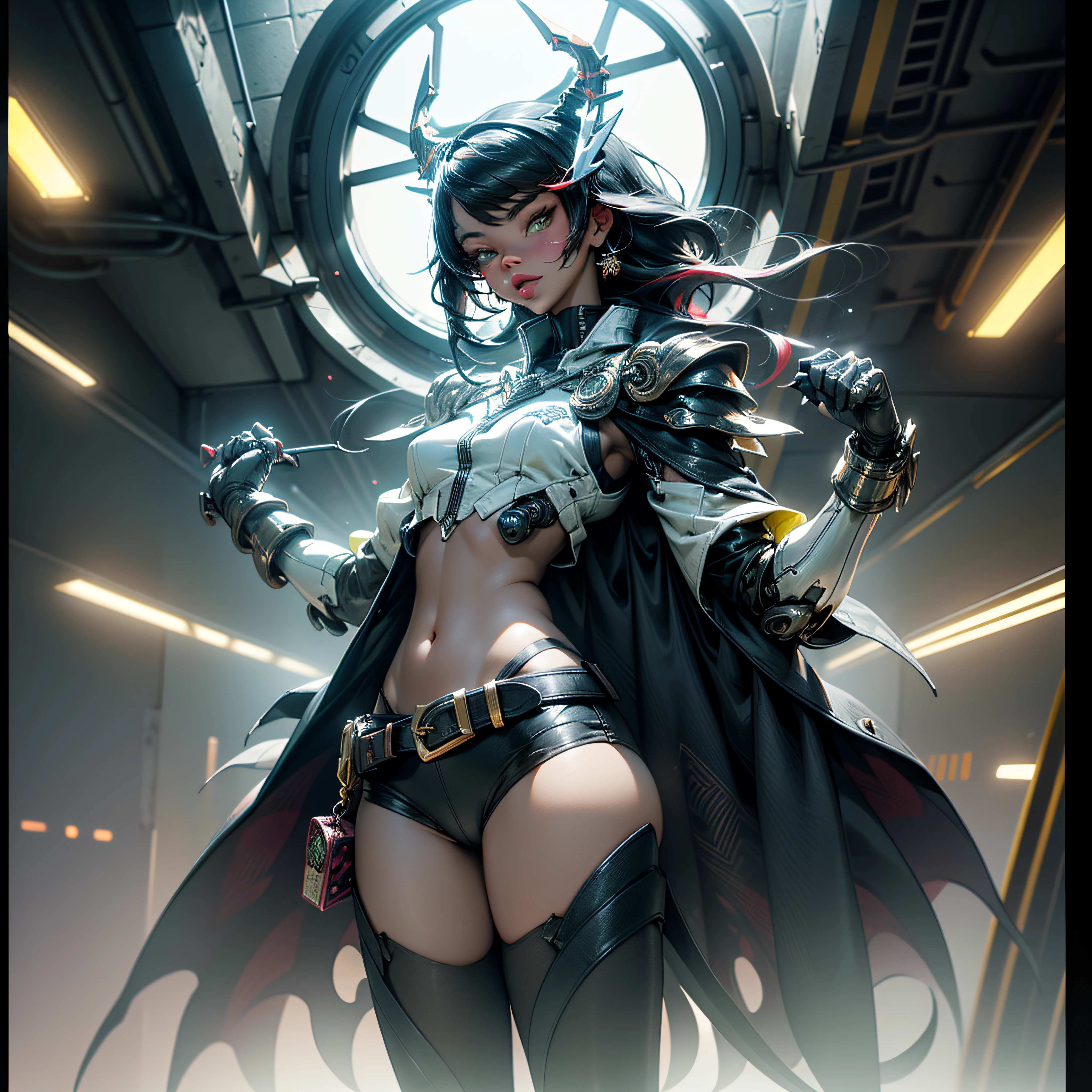 Mecha Dragon Carabinieri Urban equirectangular street deep path road Carabinery Angle-Below Rihanna Close-up Heroe_suit mecha Cinematic ultra UnrealEngine5 Fashion chef-d&#39 Van_Gogh Masterpiece girl outfits motorcycle nickel optimal sunLight meticulously intricate ultra_high-details Club ultra_high-res pro-Photorealistic ultra_high-quality ultra_high-def UHD XT3 DSLR HDR Divine female synthetic Armored cyborgs "full-body prosthesis" augmented cybernetic strange gold sundrop transparent glass backlight war "Heavy Metal" battle Will-o'-the-wisp cyberpunk Goddess dazzling walk Cosplay cowgirl Pilots USA flag star Fancy Vivid Yellow mecha Symmetrical Ultra ((Athletic gorgeous Afro Diva bangs Dreads extatiques Tamned Skin sensual Effects Cheekbones Embarrassed reddener eye-liner saphirs ultra beautiful (Bright eyes, Bright eyes) lazuli epic beaux eyes turquoise mouth open tongue teeth obvious smile howling Floating Jacket Eccentric Cape onyx Shoulders-Off Shirt Lace Clavicles White Papillotes embroidered tiny breasts small sideboob satin corsait red thick leathers felt skirts matching ample swinging spinels navel waist reveal belt-chastity heart diamond padlock silver agate pubis bristles scarlet pubis-hairy indigo silk snap garters thighs legs gothic boots)) extreme improved Octane-rendered opengl-shaders glsl-shader romm rgb pbr ombre analogique color-coded shading 3DCG fxaa global illumination cgi vfx sfx fkaa txaa rtx ssao post-processing post-production cell-shading tone-mapping Ultra_sharpness focus accurate max saturate reflex luminescence volumetric lightning contrast reflection graduated tin incandescent heavyduty CGSCOSITY chrome Cristallines hearth rubis invoque floraison monster blast flash blow lava glow opale straight Barbie_Statue armor chrome flat bands Tourmaline plasma fleuraison beholder population Earth mirror perfection zentangle dragon tattoo sex Bruce_Weber "luis Royo" naked nsfw varied multi etc. --v 5.2 --s 1000 --c 20 --q 20