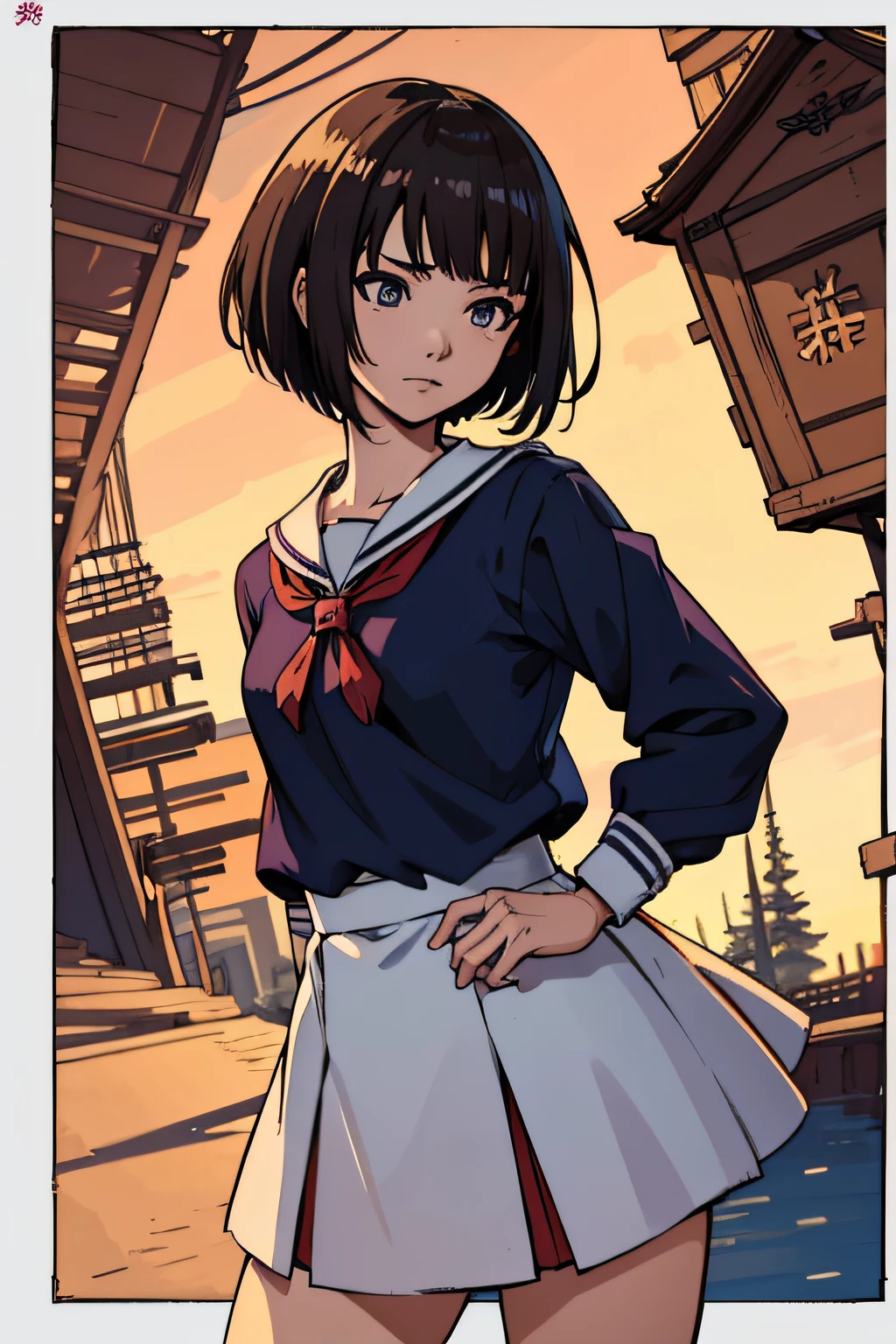 (Best Quality,masutepiece:1.2),(Anime style,Comic Core:1.1),1girl in,quill,Adorable,extremely detailed eye,extra detailed face,very detail hair,8K,resolution,High School Girl,Sailor Uniform