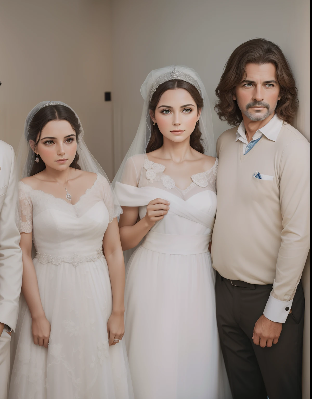 realistic photograph of a family of four together, fotografia , uma foto colorida,, foto do casamento,
8k,restoration,