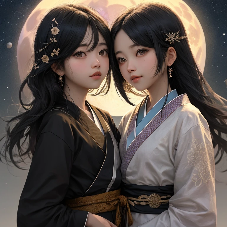 amor sob o fundo da lua de prata
Na frente eu quero dois es uma menina de 16 anos , ng black hair and a boy asian hair neck length light black skin (master part) 8K resolution, Ir.. luz, Jovem bonito olhando para a lua, Deus Senhor, cabelo longo liso preto, hazelnut eyes, olhos negros, cara triste, roupas japonesas, Mizudry, estilo fantasia,