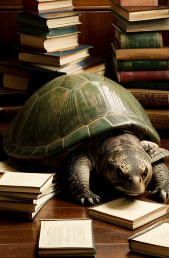 turtle with lots of books