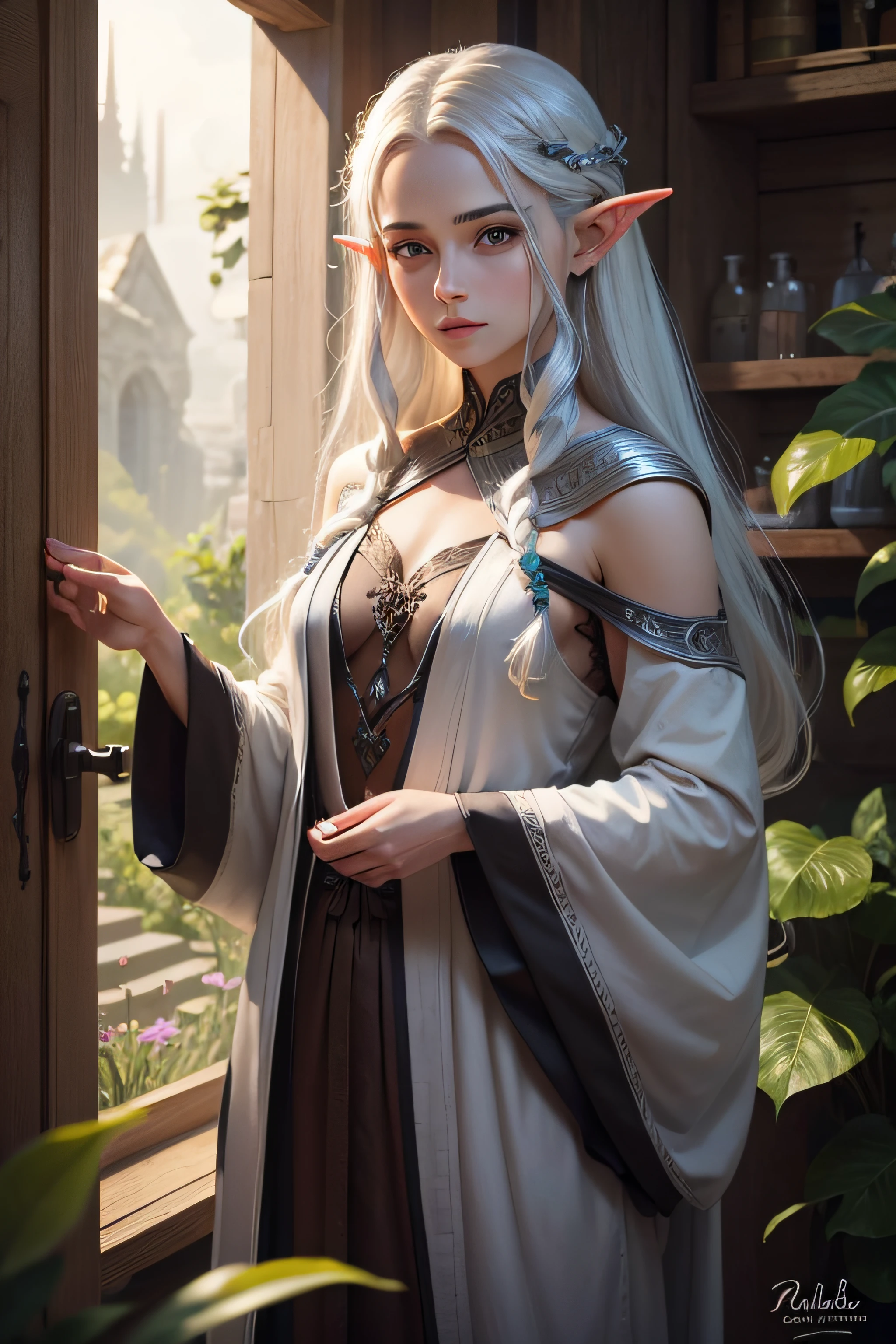 With silver hair that caught the moonlight and green eyes that reflected a deep connection with nature, Elara grew up in a community of wise elves. His childhood was permeated with mystical teachings and training in the arts of witchcraft.., where ancient elven wisdom found deep roots.
