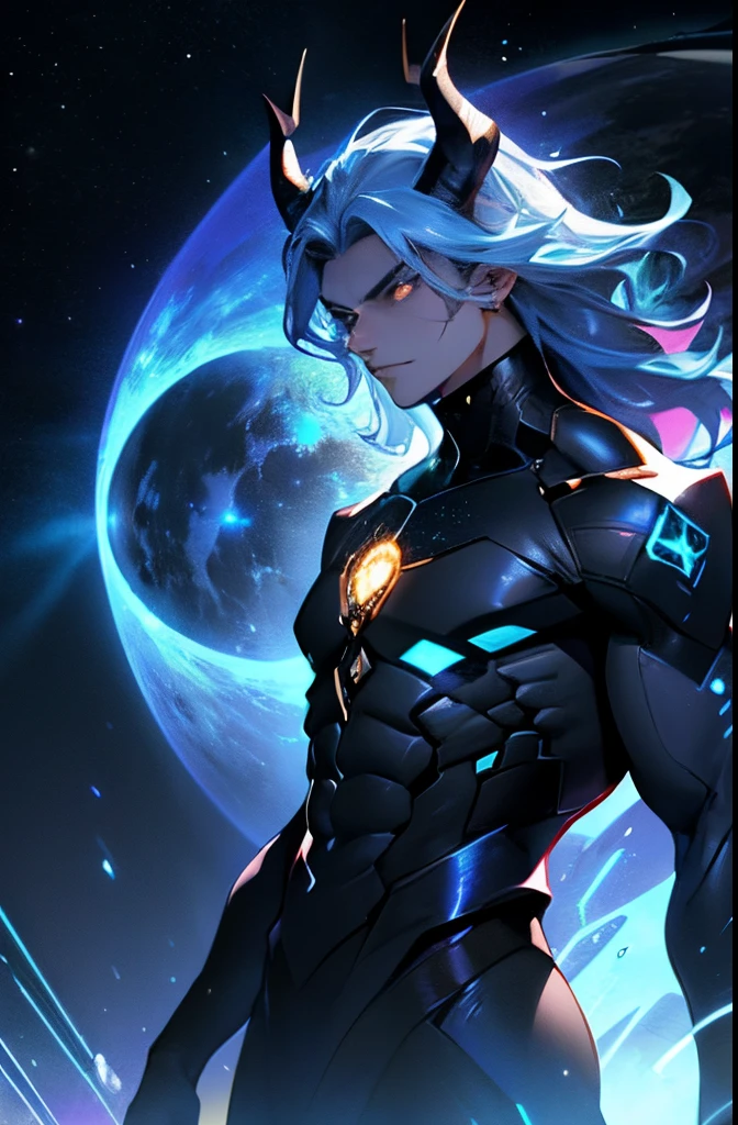 A criatura possui uma estatura robusta e poderosa, com uma altura de cerca de 2,2 a 2,5 metros. His body is muscular and well-built, evidencing your strength and agility.
Head and Horns:
The head is similar to that of a minotaur, with an imposing face and animalistic features. The horns are curved and sharp, Stretching out to the back of your head majestically. They represent your ferocity and determination.
Coat and Coloration:
The coat is thick and varies in shades of light gray, with dark spots and intricate patterns that resemble the constellations of the night sky. This unique trait is a result of its connection to the interdimensional planes.
Eyes and Expression:
The eyes are deep and intense, with glowing irises that can vary in hue depending on your emotion and connection to cosmic energy. They emit a soft, enigmatic light, revelando uma sabedoria ancestral.
Vestimenta e Adornos:
Wears elaborate clothing and accessories, with symbols and patterns representative of their connection to the interdimensional planes. Your costume may contain ethereal fabrics and cosmic metals, refletindo sua natureza especial.
Membros e Garras:
Members are strong and agile, Suitable for the combination of brute force and agility. Its claws are sharp and lethal, evidenciando suas habilidades de combate corpo a corpo.
Cosmic aura:
A subtle aura of cosmic energy surrounds the creature, manifestando-se como pequenas estrelas brilhantes que orbitam ao seu redor. This aura represents your connection to the interdimensional planes and your ability to manipulate cosmic energies.
Postura e Atitude:
Her posture is majestic and confident, demonstrando uma mistura de nobreza e ferocidade. She radiates a sense of purpose and mission in the universe.