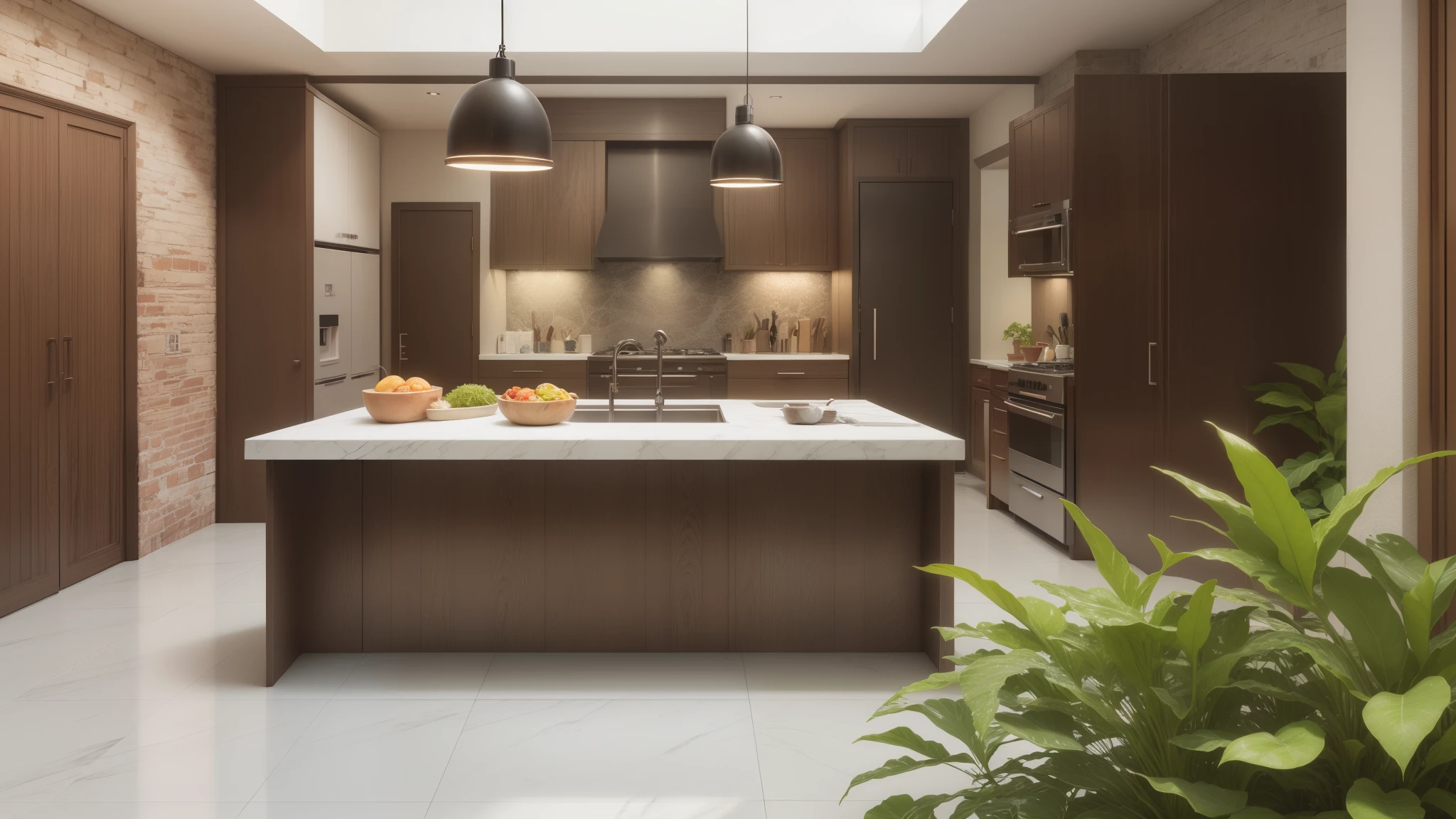 natural Kitchen Creativity Finds Harmony Amidst Indoor Courtyard Tranquility --auto --s2