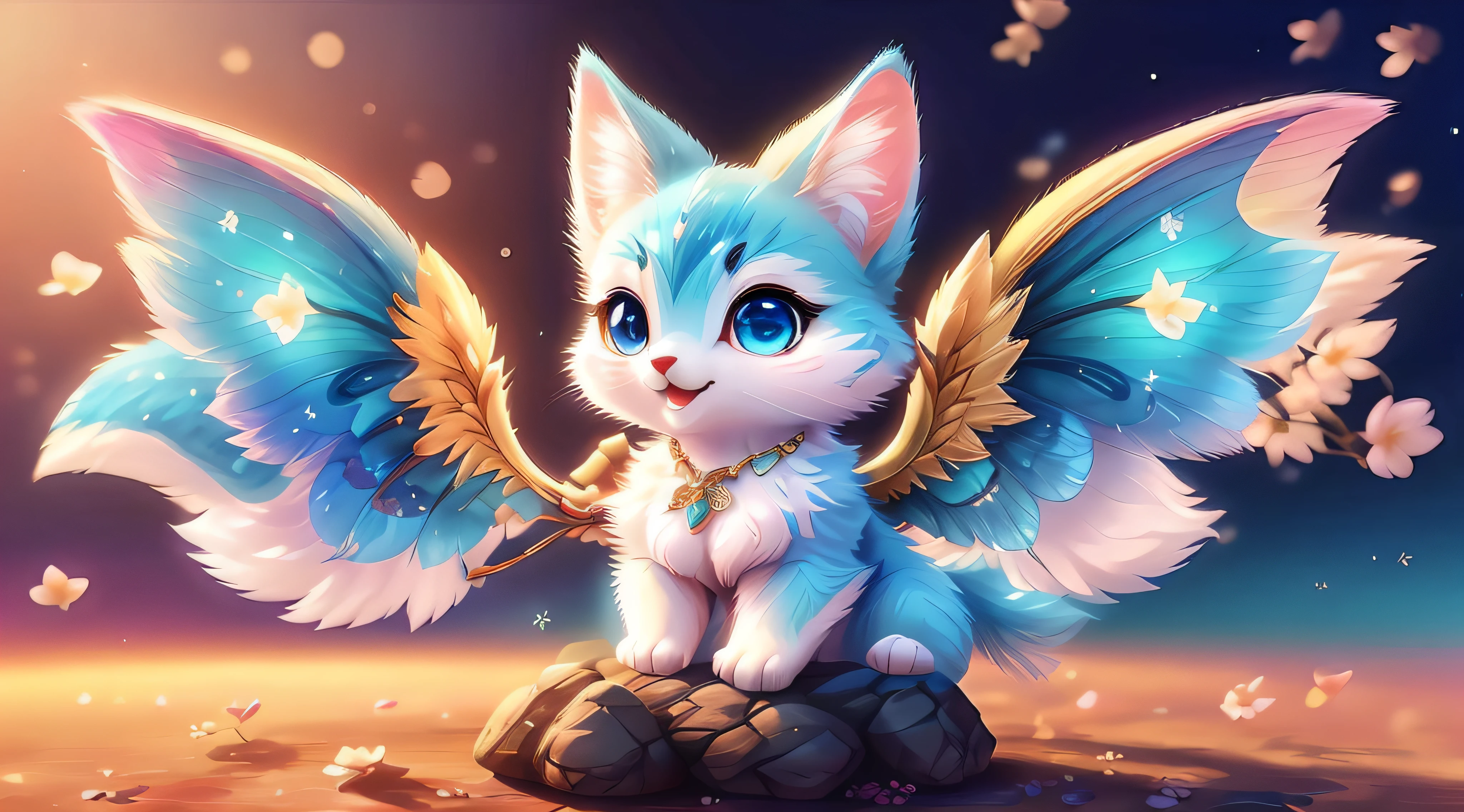 Cute surreal little，have different colored eyes，Wearing a necklace, tchibi, Lovely and fluffy, Logo design, slice, movie light effect, Big breasts are charming, 3D vector art, Cute and quirky, Fantasyart, bokeh, handpainted, digitial painting, gentlesoftlighting, Isometric style, 4K分辨率, Photorealistic rendering, Highly detailed cleaning, Vector Image, Photorealistic masterpiece, professional photoshooting,  the space background, Flat white background, isometry, vibrant vector