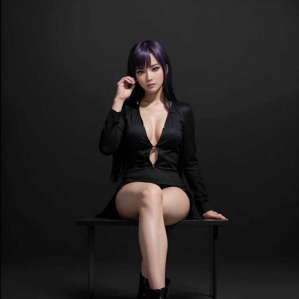 "AYANE" (best quality,ultra-detalhado,Realistic:1.37), retrato, Detailed eyes and facial features, olhos castanhos, textura de pele delicada e suave, Corpo Perfeito, textura ultra realista, maquiagem perfeita, batom vermelho, expression serious, corpo inteiro