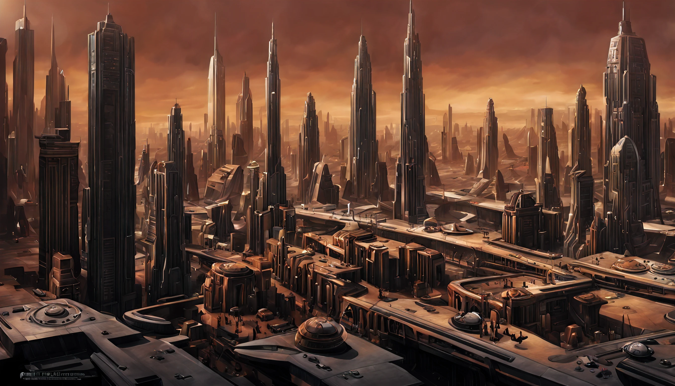 galactic city, planeta Coruscant, Escenario de Star Wars, Dota Matte Painting Concept Art, Epic cinematic concept art, Paisaje de avatar, Dota! Arte conceptual de pintura mate, Escena del arte conceptual, Impresionante arte conceptual, Taller de Weta Concept Art, ILM of an epic science fiction, Arte conceptual galardonado