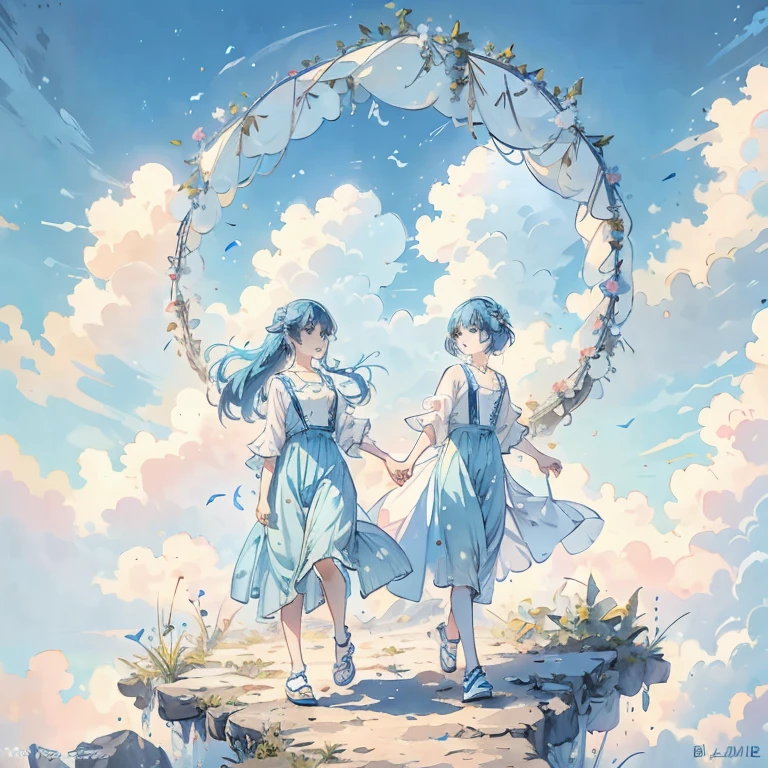 kawaii faces, Hair color: Light blue, blue-sky, the woods, Clothes are summer clothes, Keep your face clear