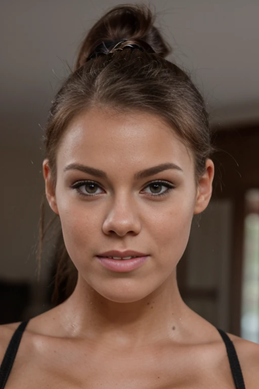 "close-up, foggy, sepia, moody, dreamlike, and sigma, 85mm f/1.4, 15mm, 35mm, 4k, high resolution, 4k, 8k, hd, full colour, 4k, 8k, 4k, high definition” , LoRA, ponytail, smile”
