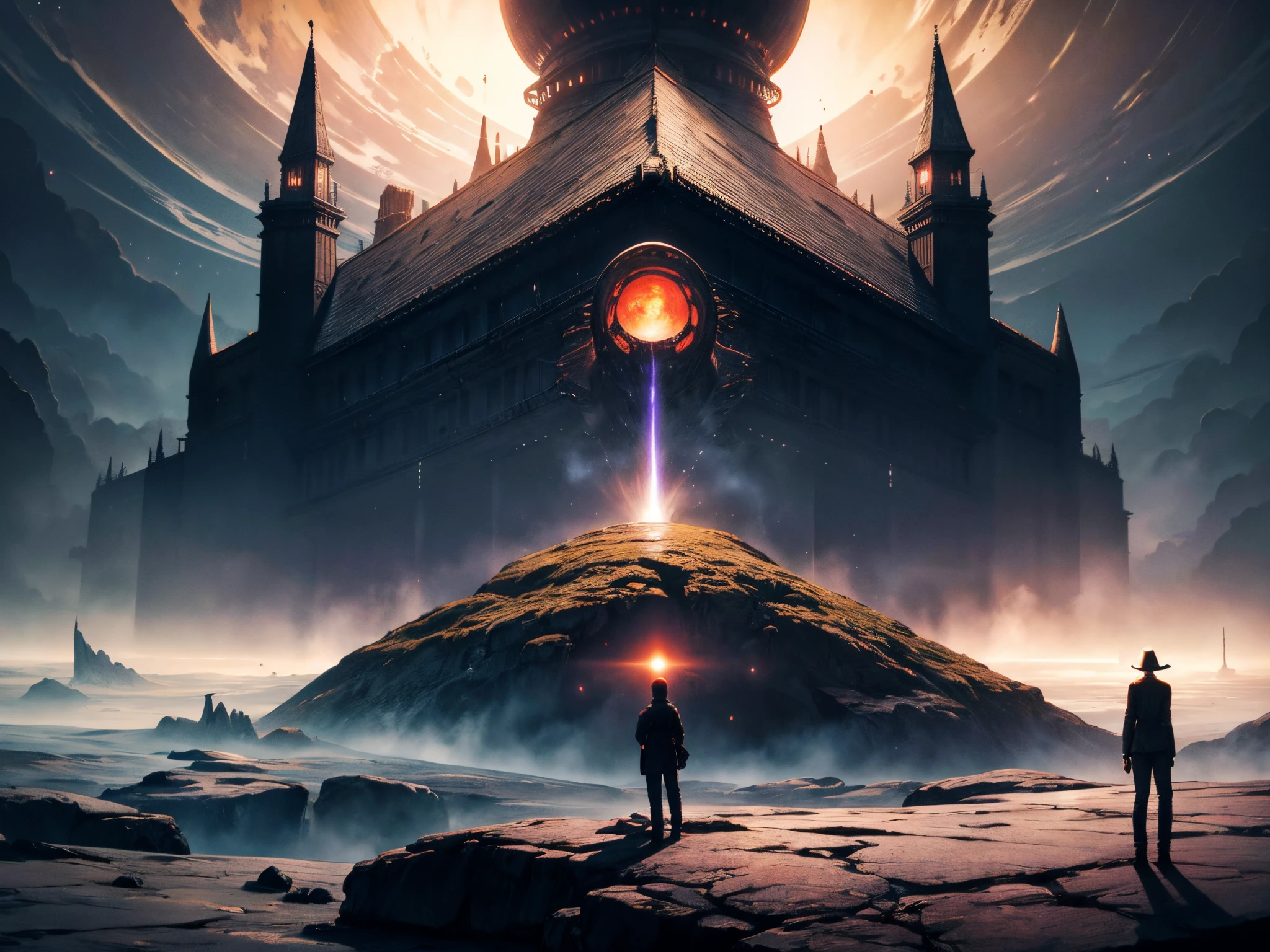 Infuse a horror element into the cosmic setting, portraying the Enterprise NCC-1701-D crew, enormous tits, encountering eerie and mysterious phenomena. Reference horror artists like Zdzisław Beksiński or Junji Ito.
