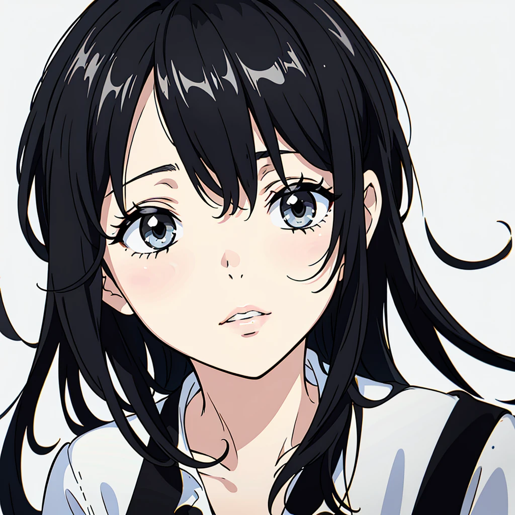 A nonchalant expression, Black and white, disheveled fringe, Hair moderately messy, appearance, Black and white,Black and white painting,white backgrounid,Lateral face,围巾,Close your eyes calmly