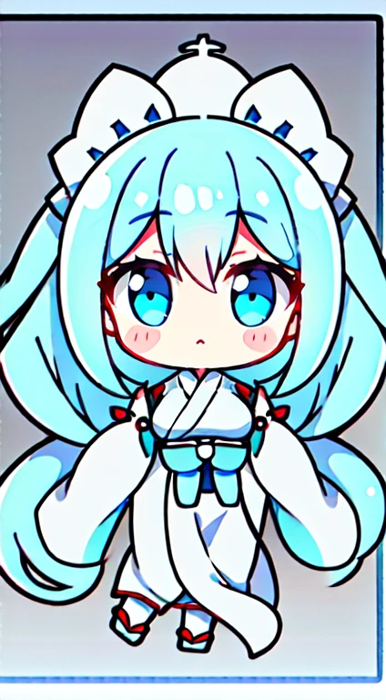 posterior view,White long hanfu full body, 1个Giant Breast Girl, whaite hair,Cyan eyes