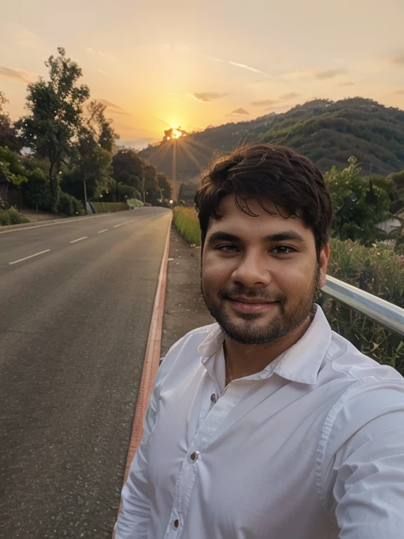 Change background nature, smiley handsome boy ultra realistic profile picture