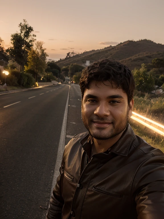 Change background nature, smiley handsome boy ultra realistic profile picture