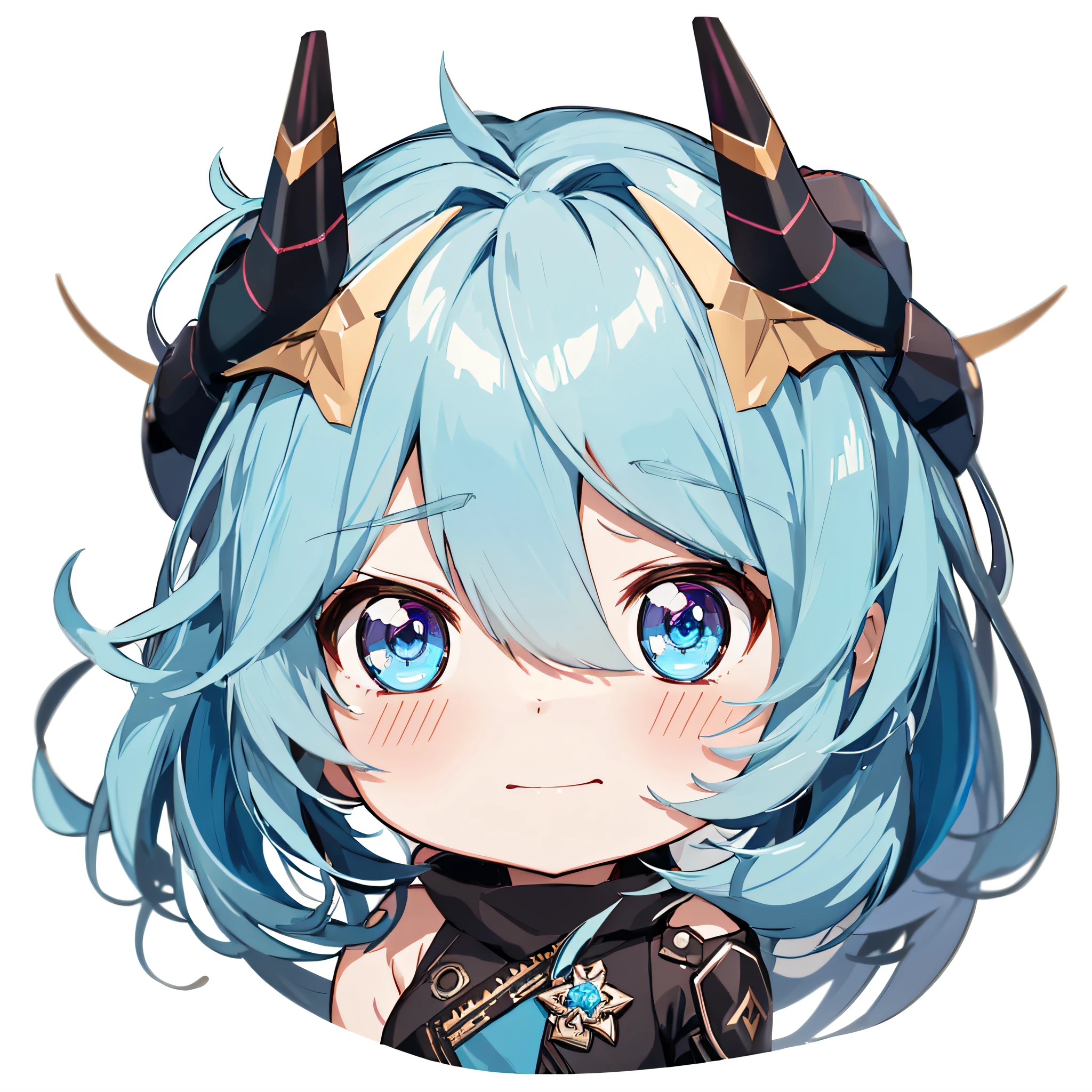 a cartoon image of a girl with horns and horns on her head, Chibi, de arknights, Keqing por Genshin Impact, Tsuaii, Mikudayo, Neferpitou, Telegrama Sticker, Arknights, Resinas, sad cerulean eyes, Estilo Shadowverse, Estilo como Nendoroid, mika kurai demon, menina monstro chibi, Pixiv