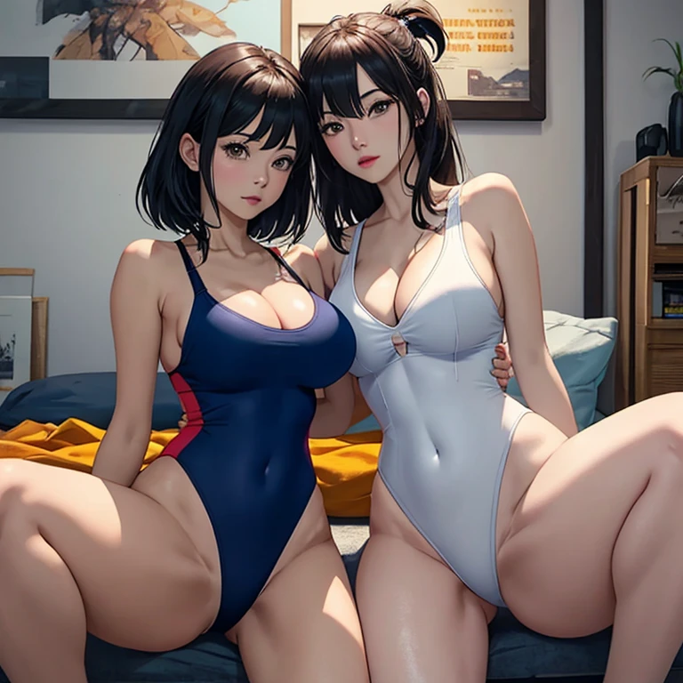 【Parte superior do corpo nua】, (with exposure), with large areolas, muito fofo, Woman in swimsuit, imagem animada da mulher, suar, Breastfeeding, Sexirobat bonito, [Arte Digital 4K]!, 3DCG, commission for high resolution, Arte gigante, Detailed digital animation art drawn in high resolution,, Erotic