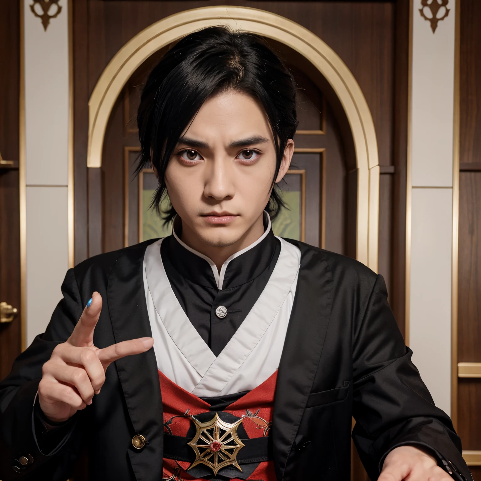 Criar personagem de anime, bringing together the characteristics of Giyu Tomioka from Kimetsu no Yaiba, Muichiro Tokito de Kimetsu no Yaiba, Shun possessed by Hades from the anime Knights of the Zodiacs