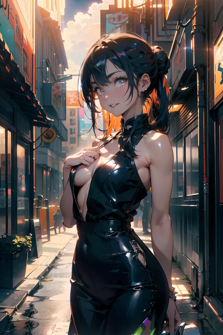 a 20 yo woman、Black blue Hair、poneyTail、Bun hair、Big smile、iridescent eye op fade:1.3)、dark themed、Muted Tones、Subdued Color、highly contrast、qipao dress、(natural skin textures、Hyper-Realism、Soft light、sharp)、tracker man,(((1man))),((anime man with long hair walking down the street)),
(((1male,man,handsome man,male,male gender,male focus))),
((long black hair,detailed hair,highly detailed hair,black hair,dyed interior hair,colored inner hair,very short beard)),(((lustrous skin:1.5,tanned skin,bright skin: 1.5,skin tanned,shiny skin,very shiny skin,shiny body))),((detailed eyes,perfect eyes,rainbow glows ultra-detailed orange brown eyes:1.1,gradient eyes:1,finely detailed beautiful eyes:1,symmetrical eyes:1,big highlight on eyes:1.2)),man chest,handsome face,((muscular)),((hand consists of a short thumb and four fingers,a hand with only five fingers,(detailed face))),
alluring look,nsfw,
(((bare chest))),green pants,((bulge in pants)),((tracker outfit)),(wearing a tracker outfit:1.3,tracker clothes),(detailed outfit,detailed clothes),
(dynamic pose:1.0),solo focus,((evil smile,evil look)),centered,scale to fit dimensions,Rule of thirds,
outdoors,((night view)),(cyberpunk night street Background: 1.5,dark sky,alleyway,lonely alley,thick clouds,detailed background:1.25),
(best quality),(high resolution),(sharp focus),(ultra detailed),(extremely detailed),(extremely high quality artwork),8k_wallpaper,(extremely detailed CG 8k),(very fine 8K CG),((hyper super ultra detailed perfect piece)),flawless,(((masterpiece))),illustration,vibrant colors,(intricate),High contrast,Selective lighting,Double exposure,HDR (High Dynamic Range),Post-processing,Background blur,