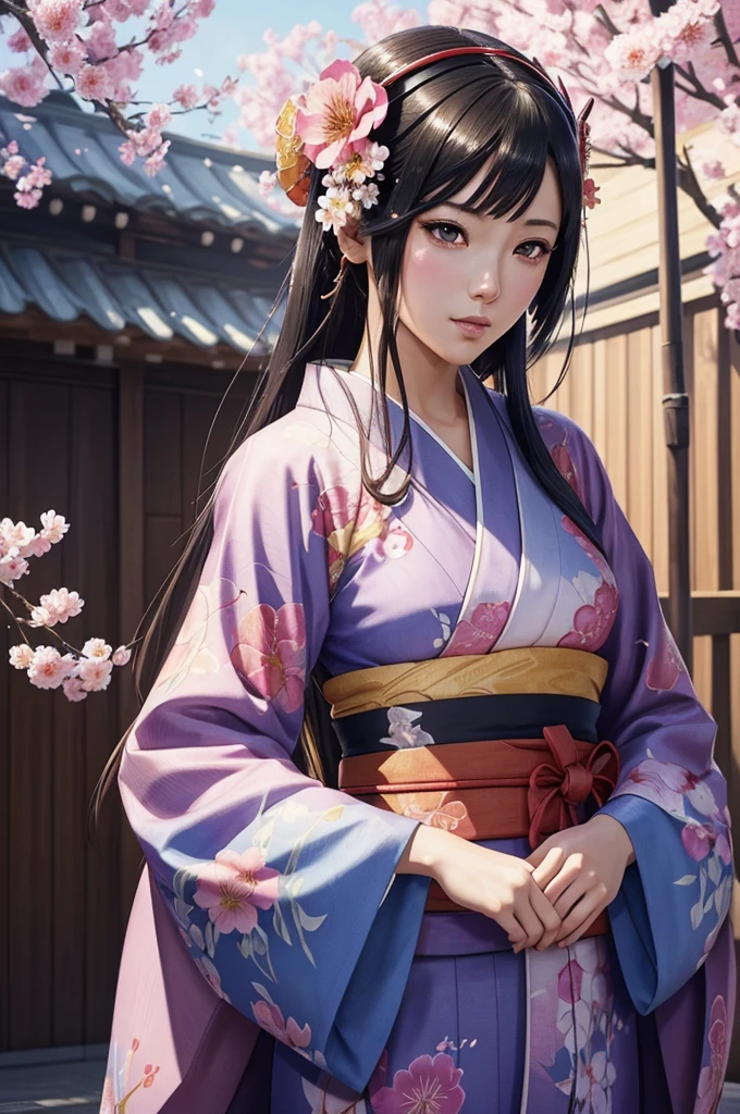 arafed woman in a kimono with flowers on her head, beautiful digital artwork, beautiful digital illustration, beautiful digital painting, gorgeous digital painting, artwork in the style of guweiz, photorealistic anime girl render, smooth anime cg art, beautiful digital art, great digital art with details, stunning digital illustration, detailed digital anime art, render of april, beautiful anime portrait