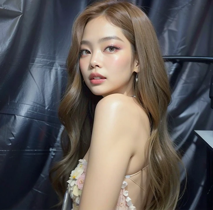 um close up de uma mulher com cabelos longos usando um vestido rosa, jennie blackpink, Lalisa Manobal, Retrato de Jossi de Blackpink, jossi do blackpink, Parque Roseanne do Blackpink, Lalisa Manoban do Blackpink, com cabelos longos, tzuyu de duas vezes, Gongbi, 韓国アイドル, Your skin is light brown, Jaeyeon Nam