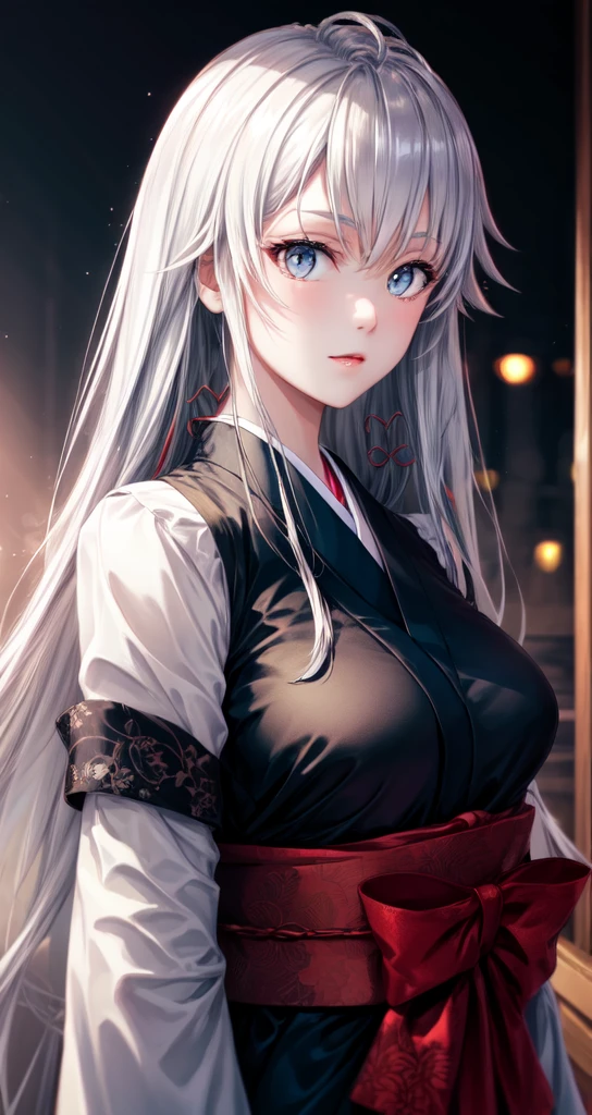 hair ornament, jet black very long hair, japanese clothes, professional artwork, Intricate Details, field of view, sharp focus, detailed painting, photorealistic lighting, trending on pixiv, Standing at attention, ((large breasts:1,3)), Beautiful body,Beautiful Nose,Beautiful character design, perfect eyes, perfect face, looking at viewer, SFW,official art,extremely detailed CG unity 8k wallpaper, perfect lighting,Colorful, Bright_Front_face_Lightinasterpiece:1.0),(best_quality:1.0), ultra high res,4K,ultra-detailed, photography, 8K, HDR, highres, absurdres:1.2, Kodak portra 400, film grain, blurry background, bokeh:1.2, lens flare, (vibrant_color:1.2), shikkoku_yorihime, (seductive look), ((looking at viewer, front body pose)), emphasize the beautifulness of tight