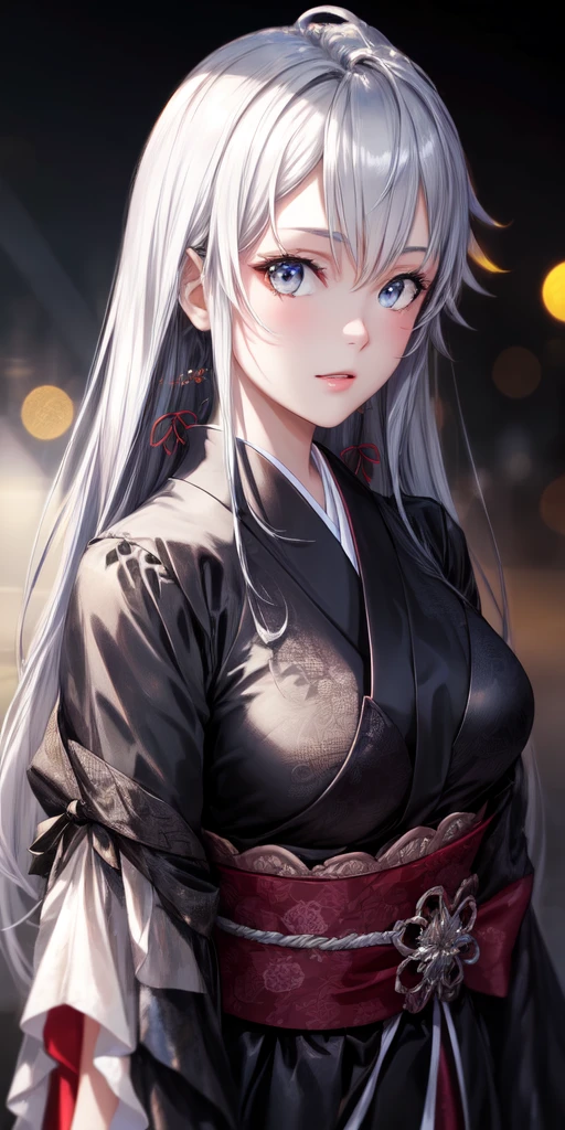 Black hair, hair ornament, (((jet black very long hair))), japanese clothes, professional artwork, Intricate Details, field of view, sharp focus, detailed painting, photorealistic lighting, trending on pixiv, Standing at attention, ((large breasts:1,3)), Beautiful body,Beautiful Nose,Beautiful character design, black hair, perfect eyes, perfect face, looking at viewer, SFW,official art,extremely detailed CG unity 8k wallpaper, perfect lighting,Colorful, Bright_Front_face_Lightinasterpiece:1.0),(best_quality:1.0), ultra high res,4K,ultra-detailed, photography, 8K, HDR, highres, absurdres:1.2, Kodak portra 400, film grain, blurry background, bokeh:1.2, lens flare, (vibrant_color:1.2), shikkoku_yorihime, (seductive look), ((looking at viewer, front body pose)), emphasize the beautifulness of tight