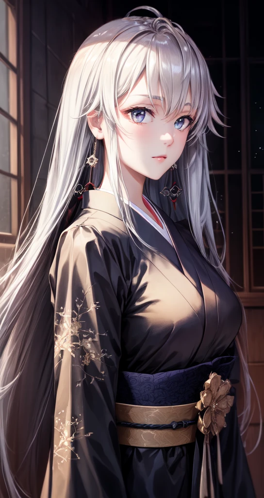 hair ornament, jet black very long hair, japanese clothes, professional artwork, Intricate Details, field of view, sharp focus, detailed painting, photorealistic lighting, trending on pixiv, Standing at attention, ((large breasts:1,3)), Beautiful body,Beautiful Nose,Beautiful character design, perfect eyes, perfect face, looking at viewer, SFW,official art,extremely detailed CG unity 8k wallpaper, perfect lighting,Colorful, Bright_Front_face_Lightinasterpiece:1.0),(best_quality:1.0), ultra high res,4K,ultra-detailed, photography, 8K, HDR, highres, absurdres:1.2, Kodak portra 400, film grain, blurry background, bokeh:1.2, lens flare, (vibrant_color:1.2), shikkoku_yorihime, (seductive look), ((looking at viewer, front body pose)), emphasize the beautifulness of tight