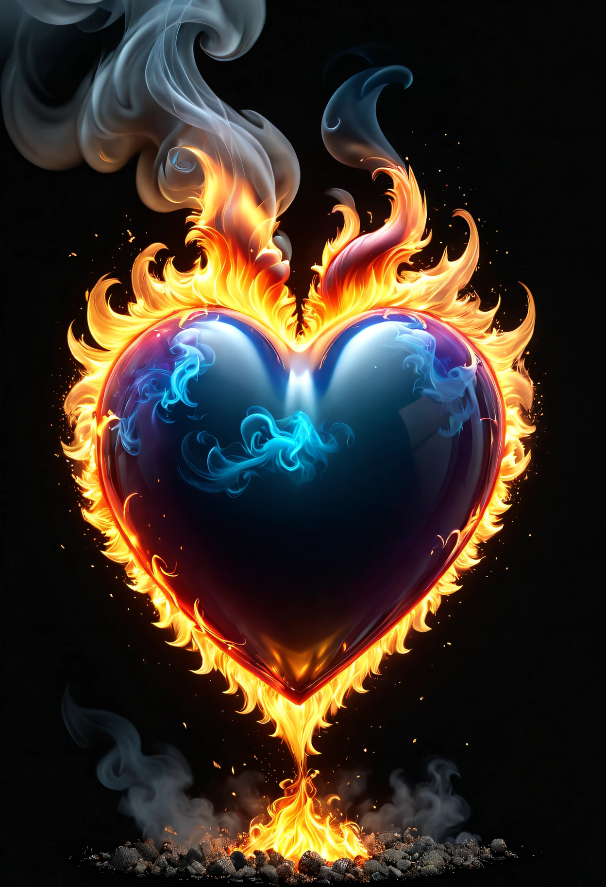 (Best quality,4K,8K,A high resolution,tmasterpiece:1.2),ultra - detailed,(actual,realistically,realisticlying:1.37),Close-up of burning heart smoking,Burning hearts,magical heart,heart effects,Wallpaper-1 0 2 4,love the beginning of everything,Stunning background,Amazing Cleavage,❤🔥🍄🌪,sincere!,Colorful fire,wallpaper hd,sincere,beautiful wallpaper,Amazing Cleavage!,bright flame color,illuminate warmly