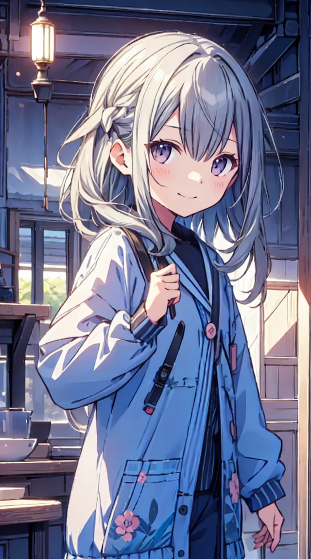 masutepiece, Best Quality,Illustration, Wallpaper, ultra -detail, 1little girl、♡、Futomo、Poses in motion、soft smiling、spring outfit