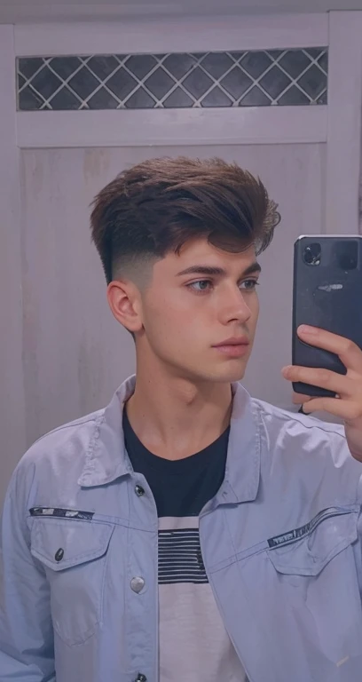 A handsome boy with the lengthy quiff hair style and change background in to gym 8k ultra realistic image