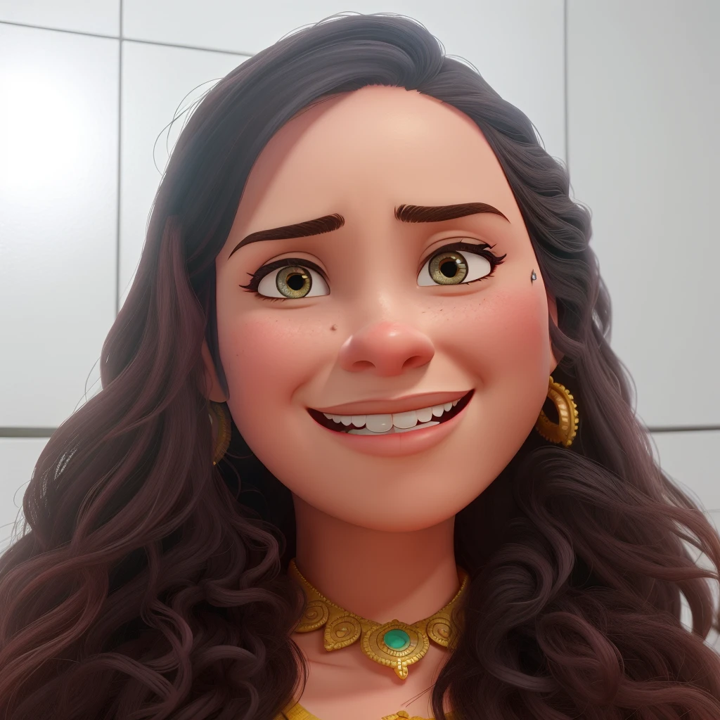 mulher morena, estilo Pixar, alta qualidade, melhor qualidade