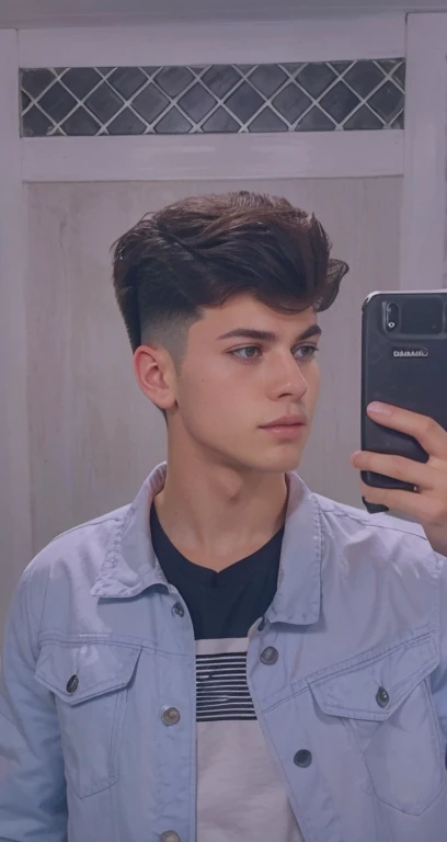 A handsome boy with the Pronounced Pompadour hair style and change background in to gym 8k ultra realistic image
