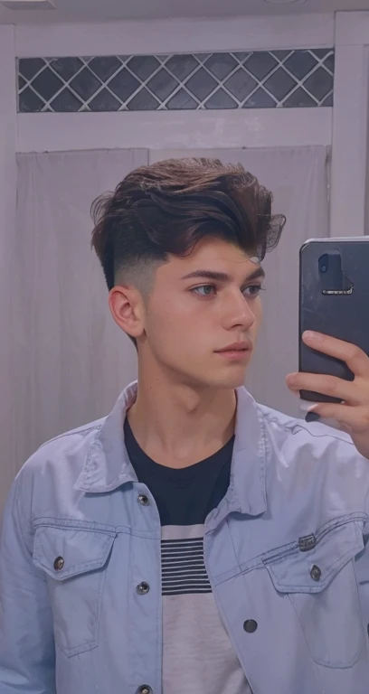 A handsome boy with the Pronounced Pompadour hair style and change background in to gym 8k ultra realistic image