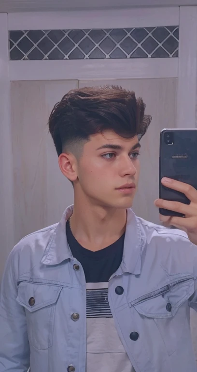 A handsome boy with the Pronounced Pompadour hair style and change background in to gym 8k ultra realistic image