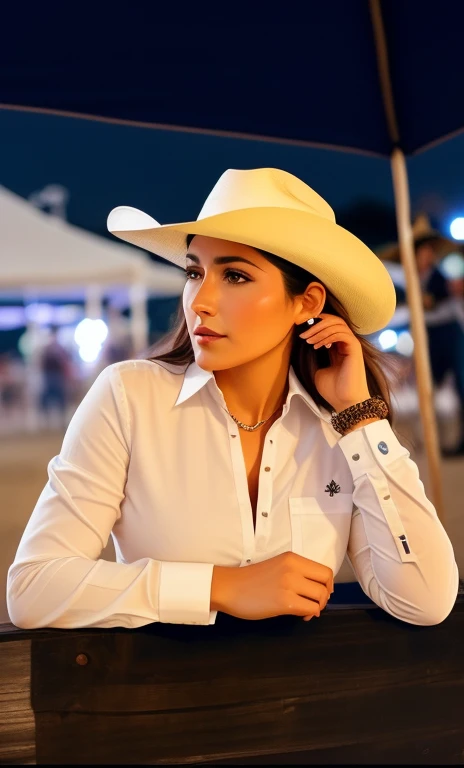 Woman in white shirt and cowboy hat talking on cell phone., vaquera, espiral, Vaquera occidental, Sombrero vaquero blanco, 🐎🍑, con sombrero de vaquero, vaquera hembra, cowboy hat phone, 🤠 Usando un 🖥, con sombrero de vaquero, Imagen de perfil, sombrero blanco, Traje blanco y sombrero, valentina revolver, inspirado en Toros Roslin