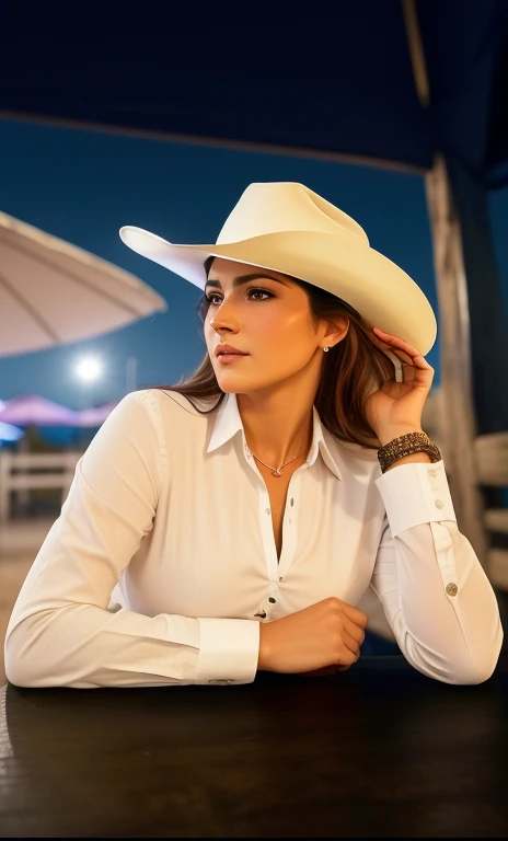 Woman in white shirt and cowboy hat talking on cell phone., vaquera, espiral, Vaquera occidental, Sombrero vaquero blanco, 🐎🍑, con sombrero de vaquero, vaquera hembra, cowboy hat phone, 🤠 Usando un 🖥, con sombrero de vaquero, Imagen de perfil, sombrero blanco, Traje blanco y sombrero, valentina revolver, inspirado en Toros Roslin