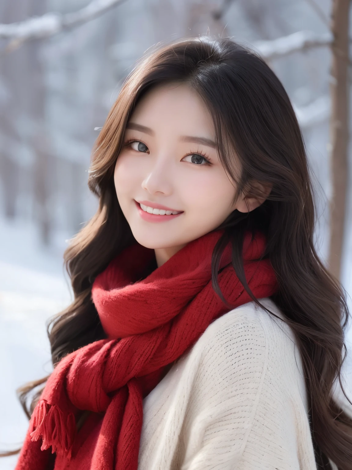 Close-up of a woman in a sweater,, A warm and gentle smile, gorgeous young korean woman, beautiful Korean women, beautiful young korean woman, Korean girls, Very beautiful girl, Warm smile, ChineseGirl, a cute young woman, cute young woman, cute beautiful, cute women, Di Li Gerba