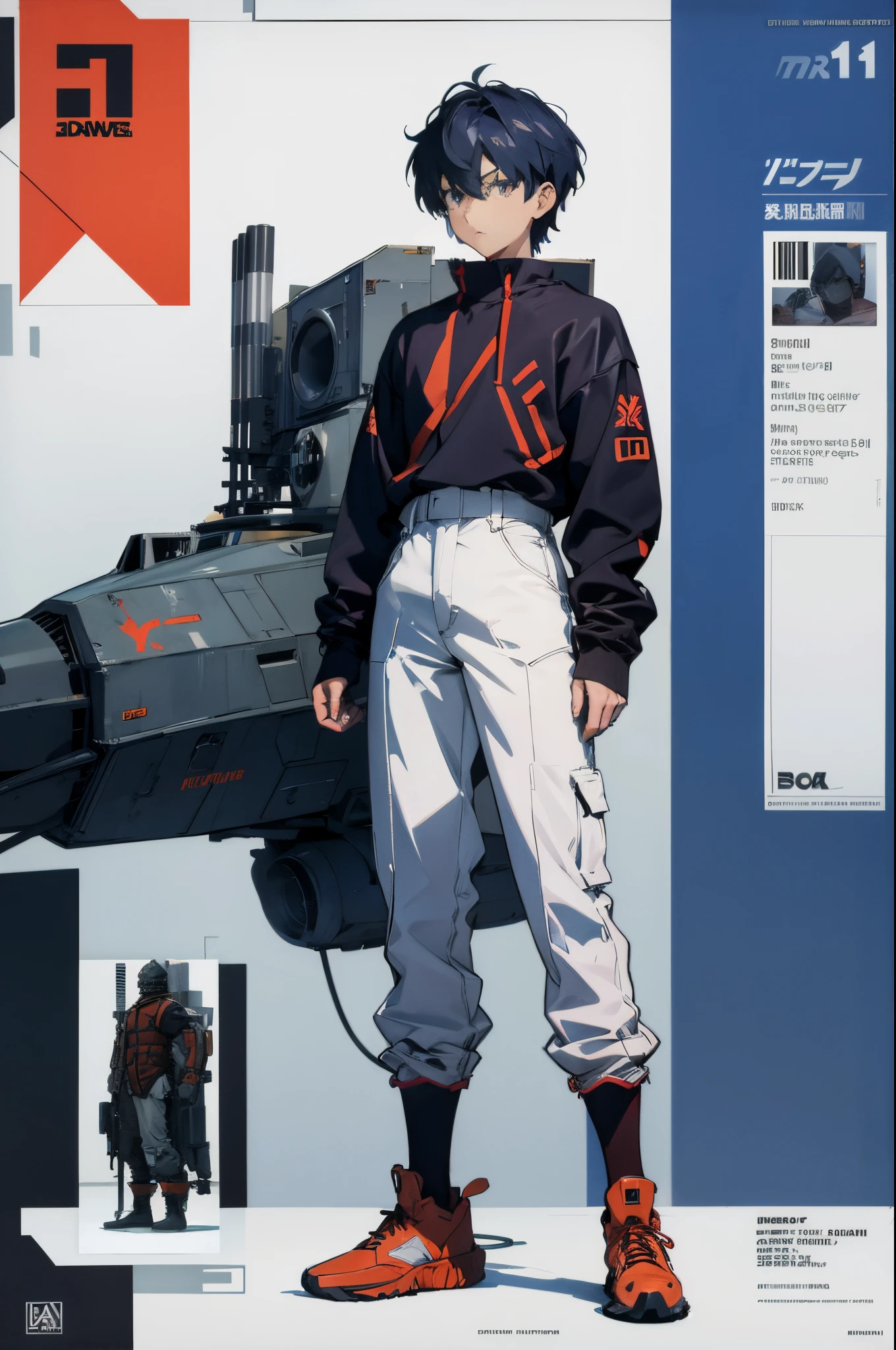 line-art, art book, design sheet, 8k, best quality, design, equipment design, Evangelion, eva, cowboy bebop, geometry, wearing Yeezy fashion, starwars