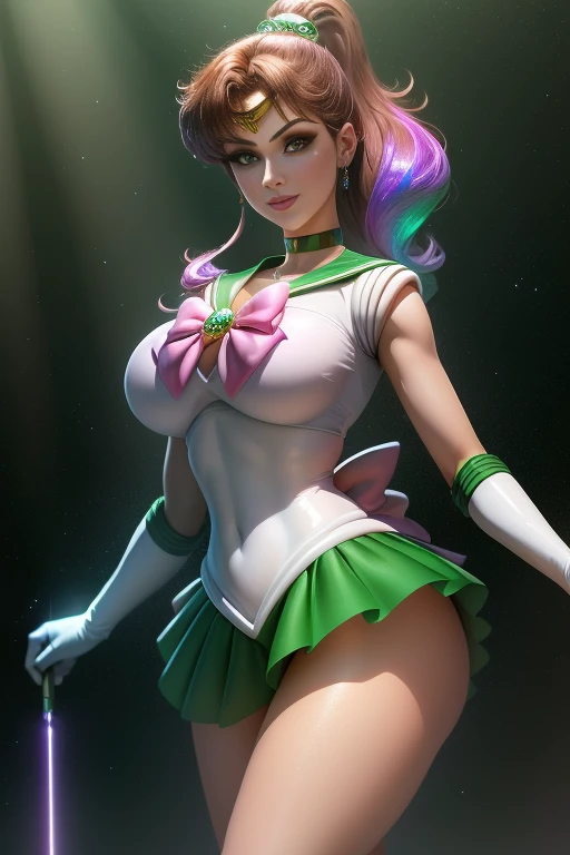 cheio: 1.3, to stand, masutepiece, 。.....3d, Realistic, Foto Ultra-Micro, extremely high quality, ultra-detalhado CG unidade 8k papel de parede, ((Tiara dourada luxuosa na testa: 1.4, mini Saia plissada verde brilhante: 1.2, Mini green pre-gate skirt: 1.1,sem manga,Bare skin on the arm, huge pink bow on chest: 1.4, luvas verdes nos cotovelos: 1.1, Verde Grande Cor, colarinho de marinheiro verde, Broche verde)), de baixo, detalhe intrincado, (1 female), 20 anos, (HmJupiter, olhos verdes, rabo-de-cavalo, Tiarra, jewelries, Uniforme Sailor Senshi, colarinho de marinheiro verde, gargantilha, Bosques de Cotovelo, luvas brancas, pink bows, Broches, malha branca, saia verde, Saia plissada,Meixiaonfu
), ((single ponytail)), cabelos castanhos incrivelmente longos: 1.2, brilhante bonito liso cabelo castanho longo: 1.2, Jupiter sailor uniform, (Uniforme Sailor Senshi, bare arms: 1.1, Long white latex gloves with luxurious golden decoration: 1.3, very large pink bow behind waist: 1.1, gargantilha verde, Decote sexy ousadamente grande, Brincos dourados em forma de anel, Bright green long boots with luxurious golden decor), (very thin white holographic leather and apt high gloss: 1.3), Avante de gravette de pernas altas ousadas e sexy, (Postura de luta),
((sorriso sedutor, cara muito bonita, Detalhes do rosto: 1.5, olhos verdes brilhantes, beautiful face, olhos bonitos, olhos brilhantes, thin lips: 1.3, fino, Sharp, pale eyebrows, long dark eyelashes, Double eyelashes)), Luxuosas asas brancas enormes, muscle muscles: 1.2, abdominais musculosos: 1.2, um rosto pequeno, Seios enormes, alto e perfeitamente fornecido, cintura fina, Pose de modelo sexy, visible pores, perfect hands: 1.5, octane rendering, highly dramatic picture, Luz natural forte, sunlight, exquisite lighting and shadow, Dynamic angle, Harpa DSLR, foco: 1.0, Maximum clarity and sharpness, (Dynamic lightning backgrou, A sombra da floresta, Lightning space background, jupiter, fora, ..lua, Dynamic background, fundo do detalhe),(Mecha Musume)