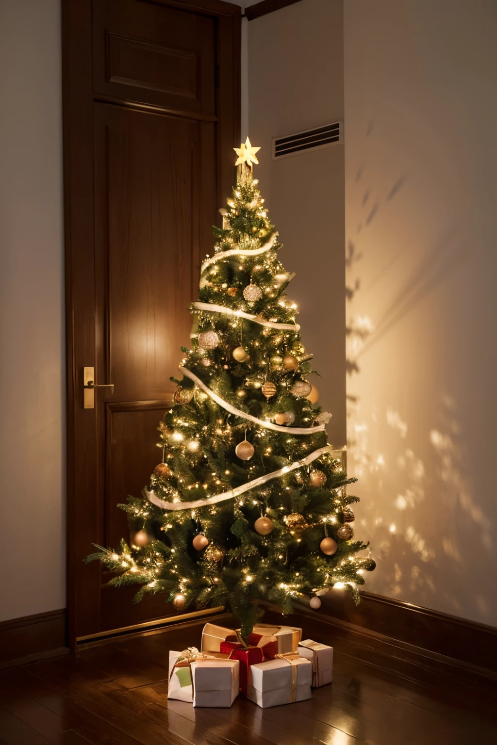 poster for,Minimalist style,The theme Christmas atmosphere,There a Christmas tree made of lines,k hd,high qulity